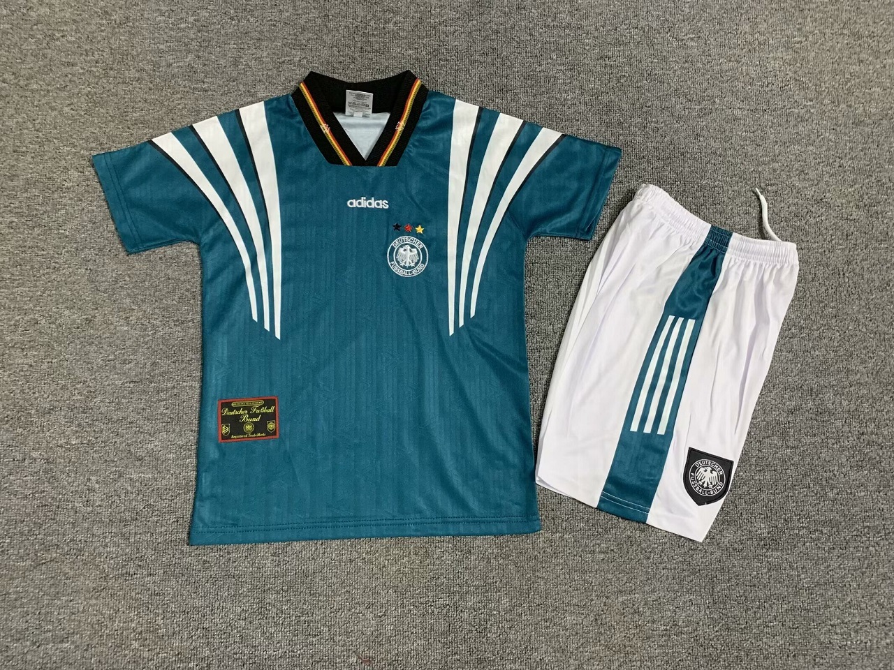 Kids-Germany 1996 EuroCup Away Green Soccer Jersey